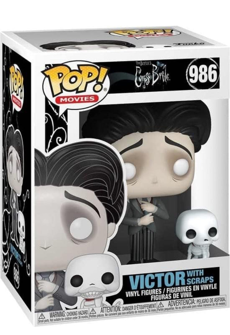 Funko POP! Movies: Corpse Bride VICTOR with Scraps Figure #986 w/ Protector