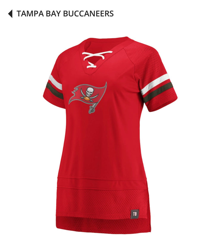 Tampa Bay Buccaneers Fantatics Women Draft Me Lace Up T-Shirt