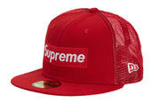 SUPREME BOX LOGO MESH BACK NEW ERA/ HAT/ RED SIZE 7 1/2/ SS22 WEEK 19/ AUTHENTIC