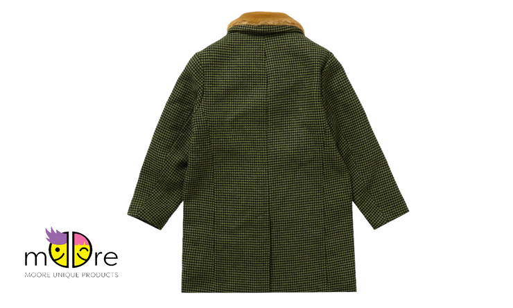 Supreme Fur Collar Car Coat Green Houndstooth