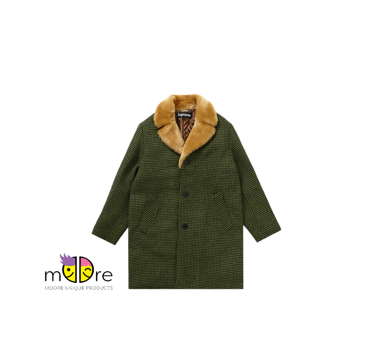 Supreme Fur Collar Car Coat Green Houndstooth – Moore Unique Products